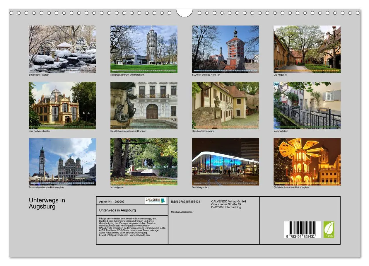 Bild: 9783457858431 | Unterwegs in Augsburg (Wandkalender 2026 DIN A3 quer), CALVENDO...