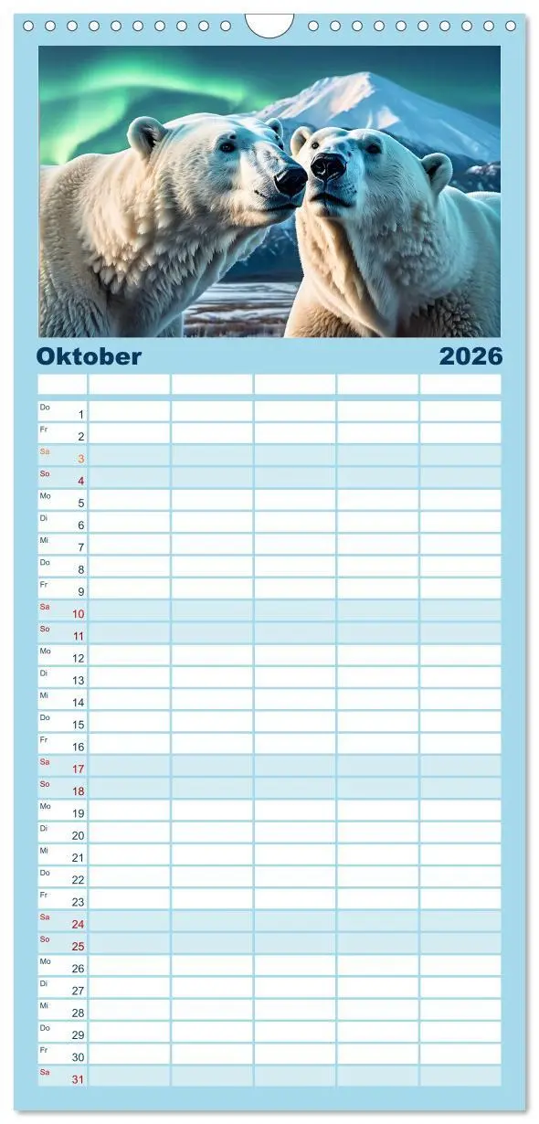 Bild: 9783516498431 | Familienplaner 2026 - Im magischen Land der Eisbären mit 5 Spalten...