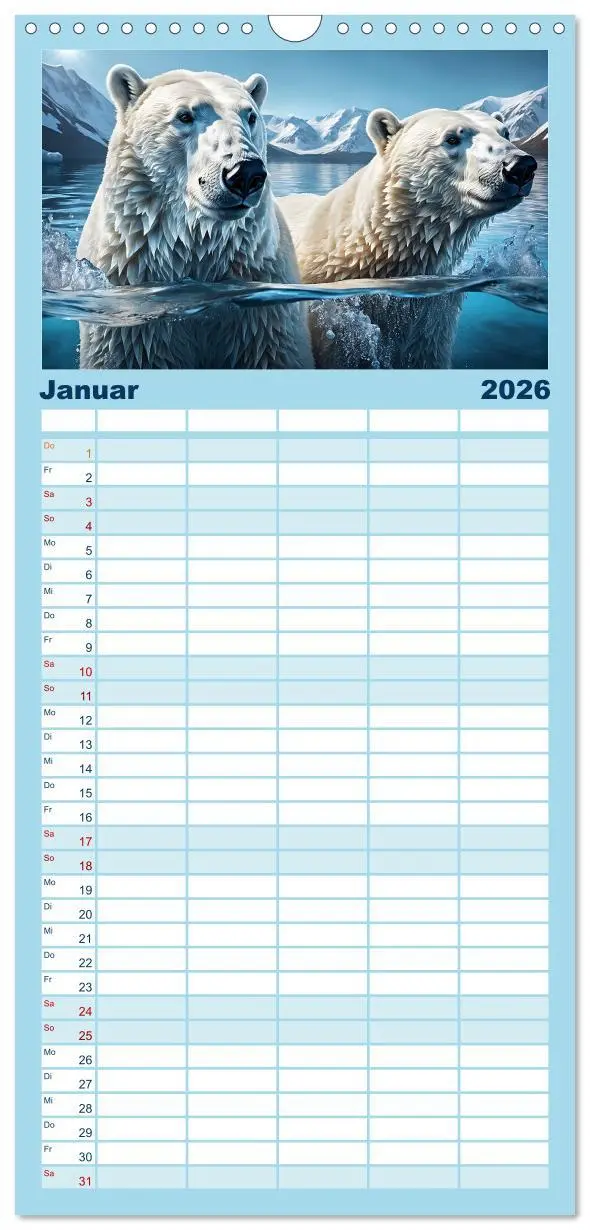 Bild: 9783516498431 | Familienplaner 2026 - Im magischen Land der Eisbären mit 5 Spalten...