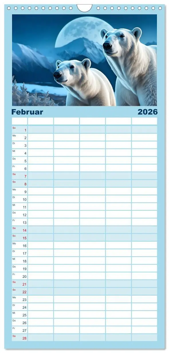 Bild: 9783516498431 | Familienplaner 2026 - Im magischen Land der Eisbären mit 5 Spalten...
