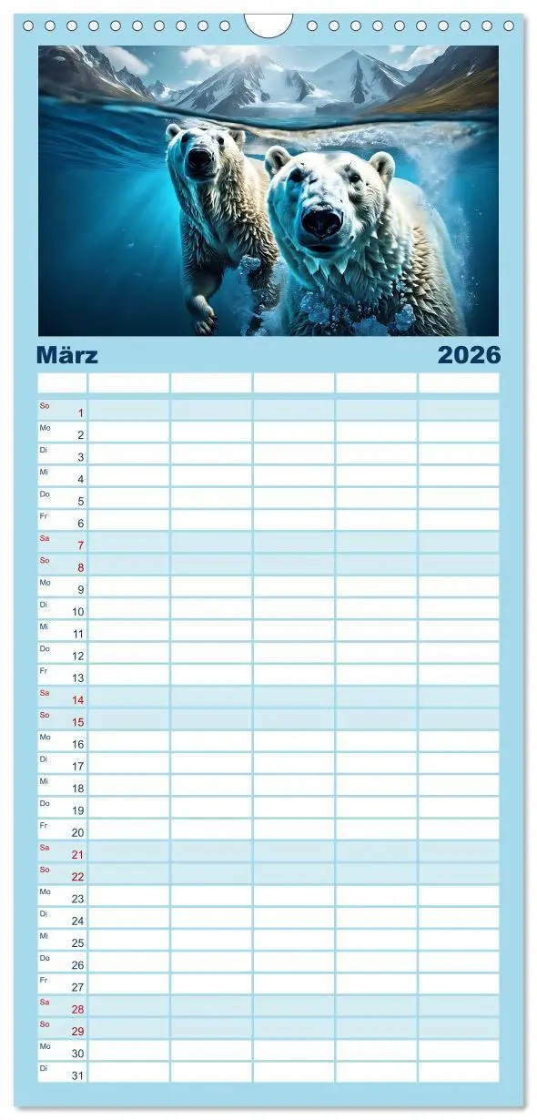 Bild: 9783516498431 | Familienplaner 2026 - Im magischen Land der Eisbären mit 5 Spalten...