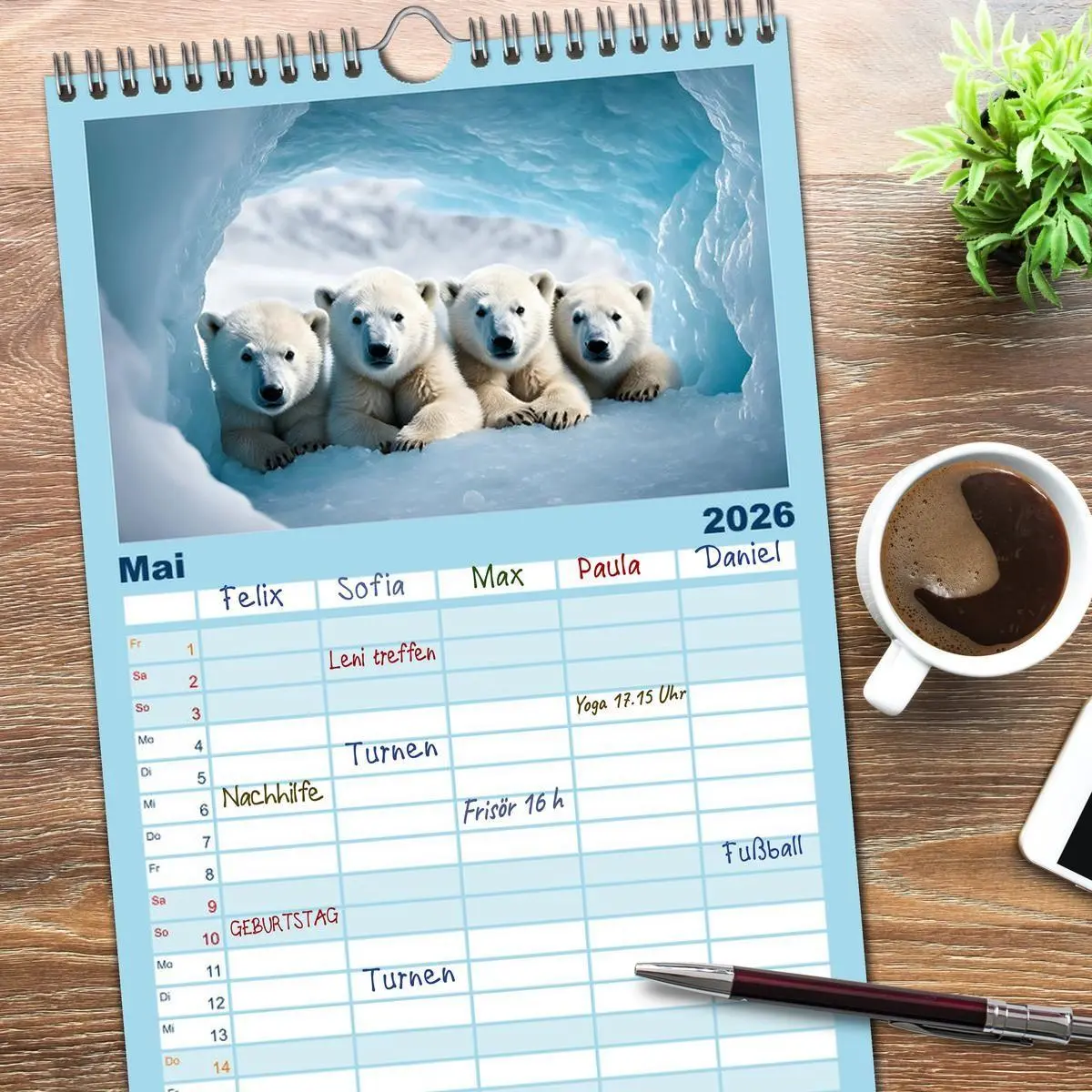 Bild: 9783516498431 | Familienplaner 2026 - Im magischen Land der Eisbären mit 5 Spalten...