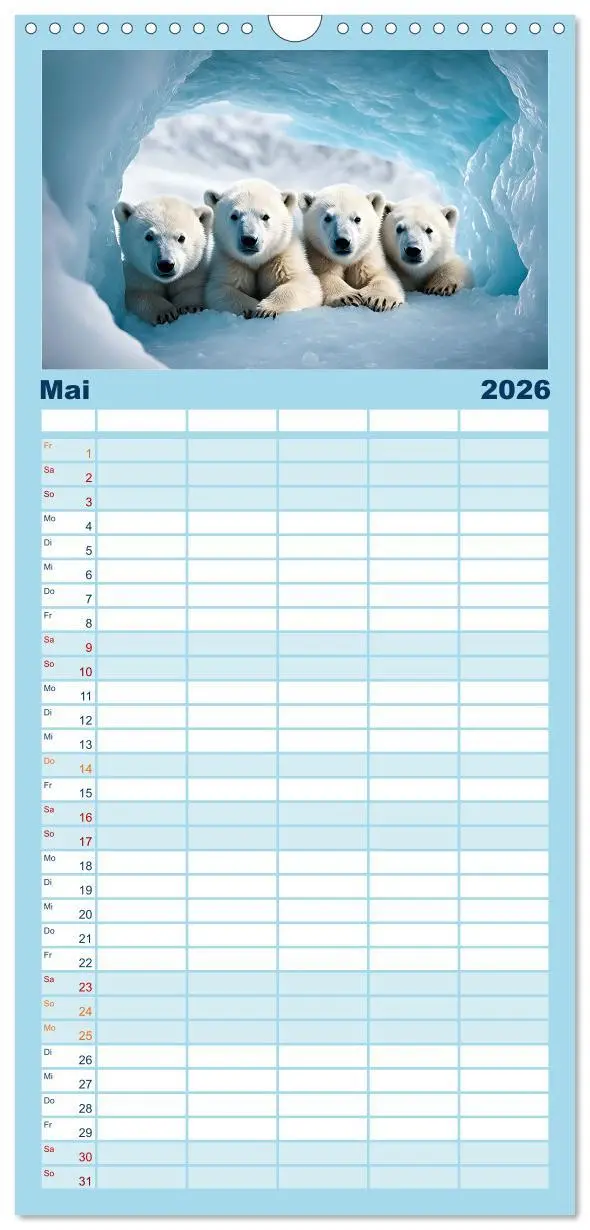 Bild: 9783516498431 | Familienplaner 2026 - Im magischen Land der Eisbären mit 5 Spalten...