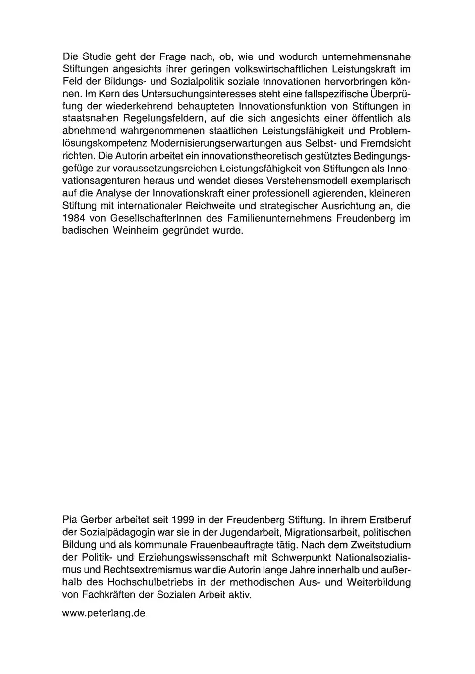 Rückseite: 9783631548431 | Der lange Weg der sozialen Innovation - Stiftungen und sozialer Wandel