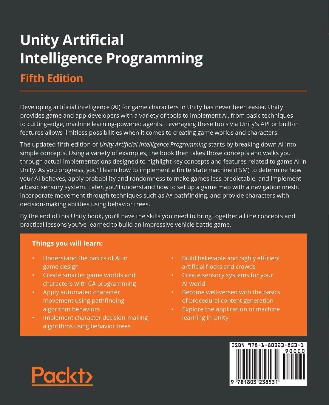 Rückseite: 9781803238531 | Unity Artificial Intelligence Programming - Fifth Edition | Aversa