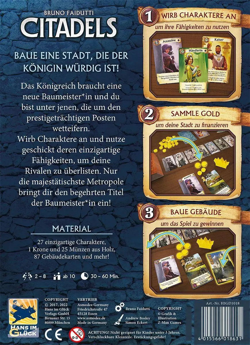 Bild: 4015566018631 | Citadels | Bruno Faidutti | Spiel | HIGD1018 | Deutsch | 2023