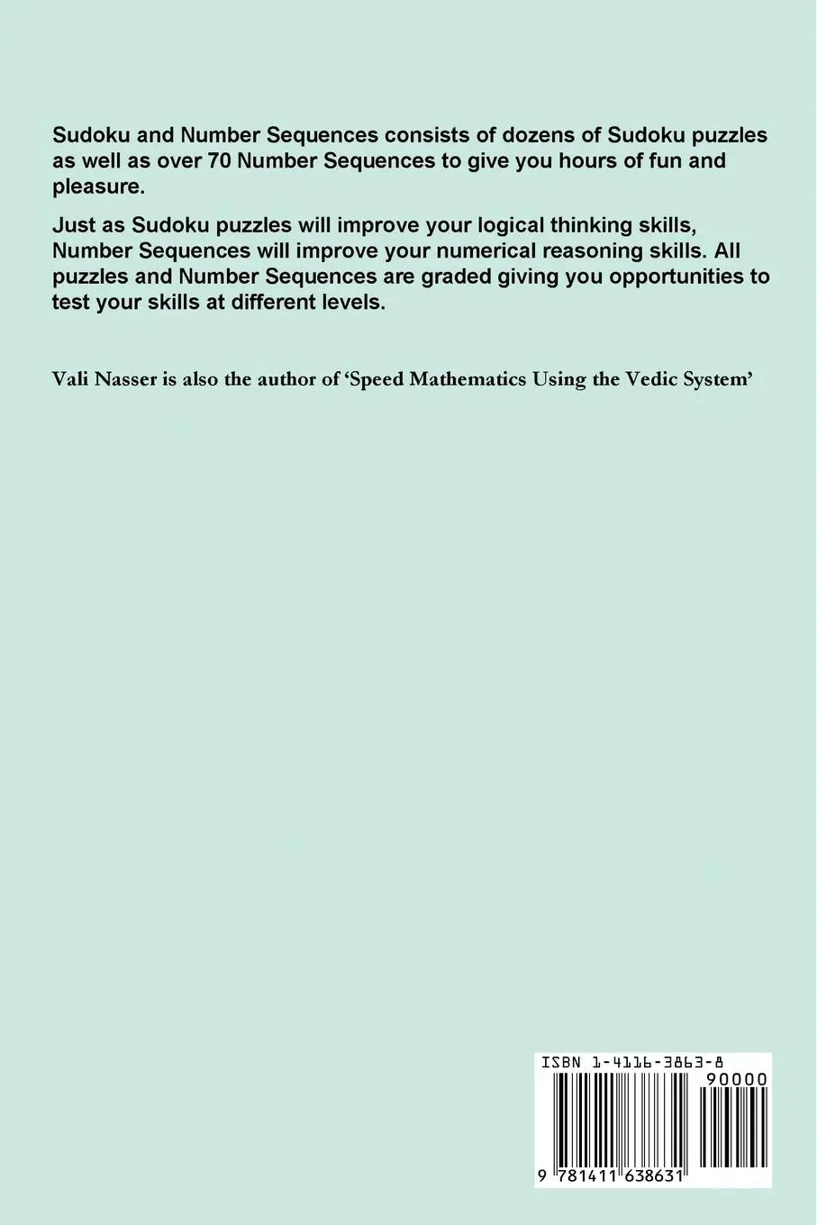 Rückseite: 9781411638631 | Sudoku and Number Sequences | Vali Nasser | Taschenbuch | Englisch