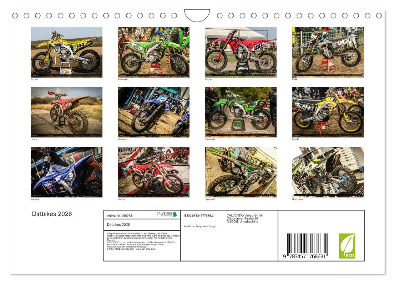 Bild: 9783457768631 | Dirtbikes 2026 (Wandkalender 2026 DIN A4 quer), CALVENDO...