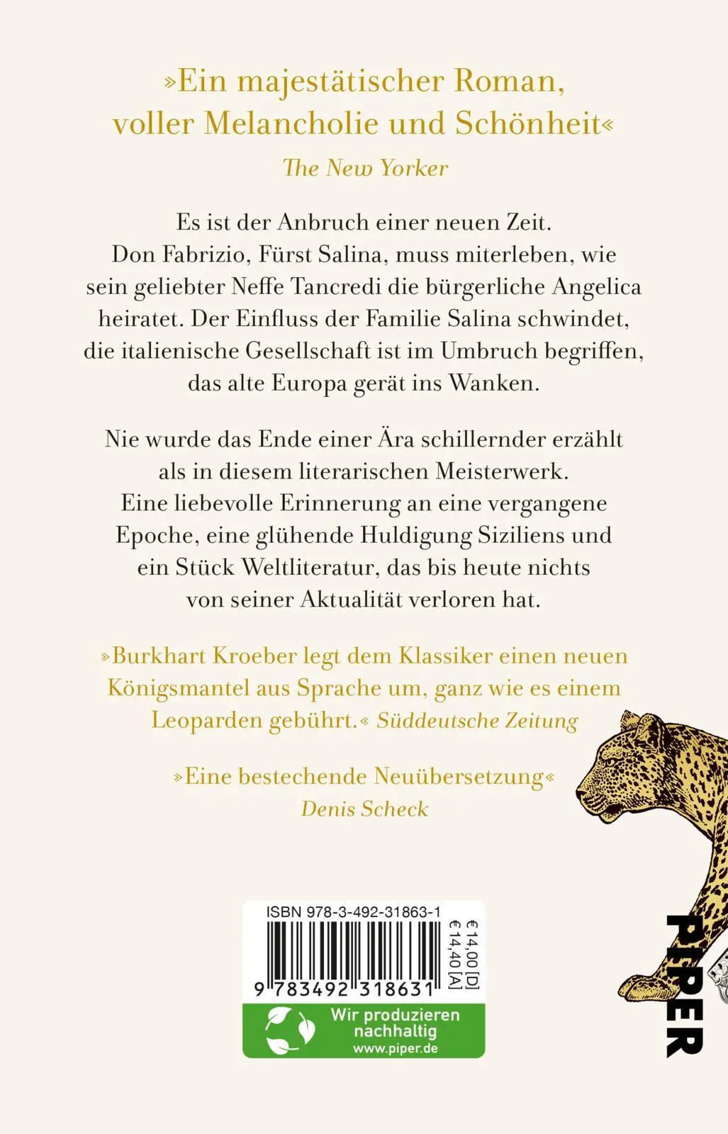 Rückseite: 9783492318631 | Der Leopard | Roman Ein Klassiker der italienischen Literatur | Buch