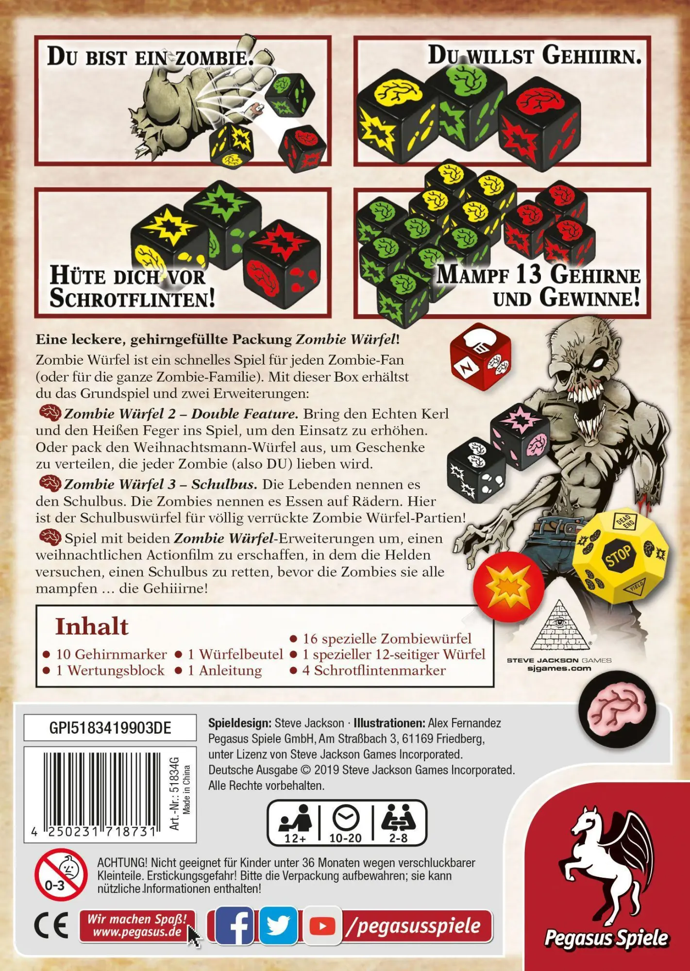 Bild: 4250231718731 | Zombie Würfel - Die Horde | Spiel | Brettspiel | 51834G | Deutsch