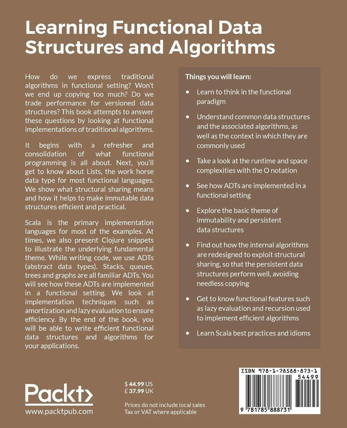 Rückseite: 9781785888731 | Learning Functional Data Structures and Algorithms | Khot (u. a.)