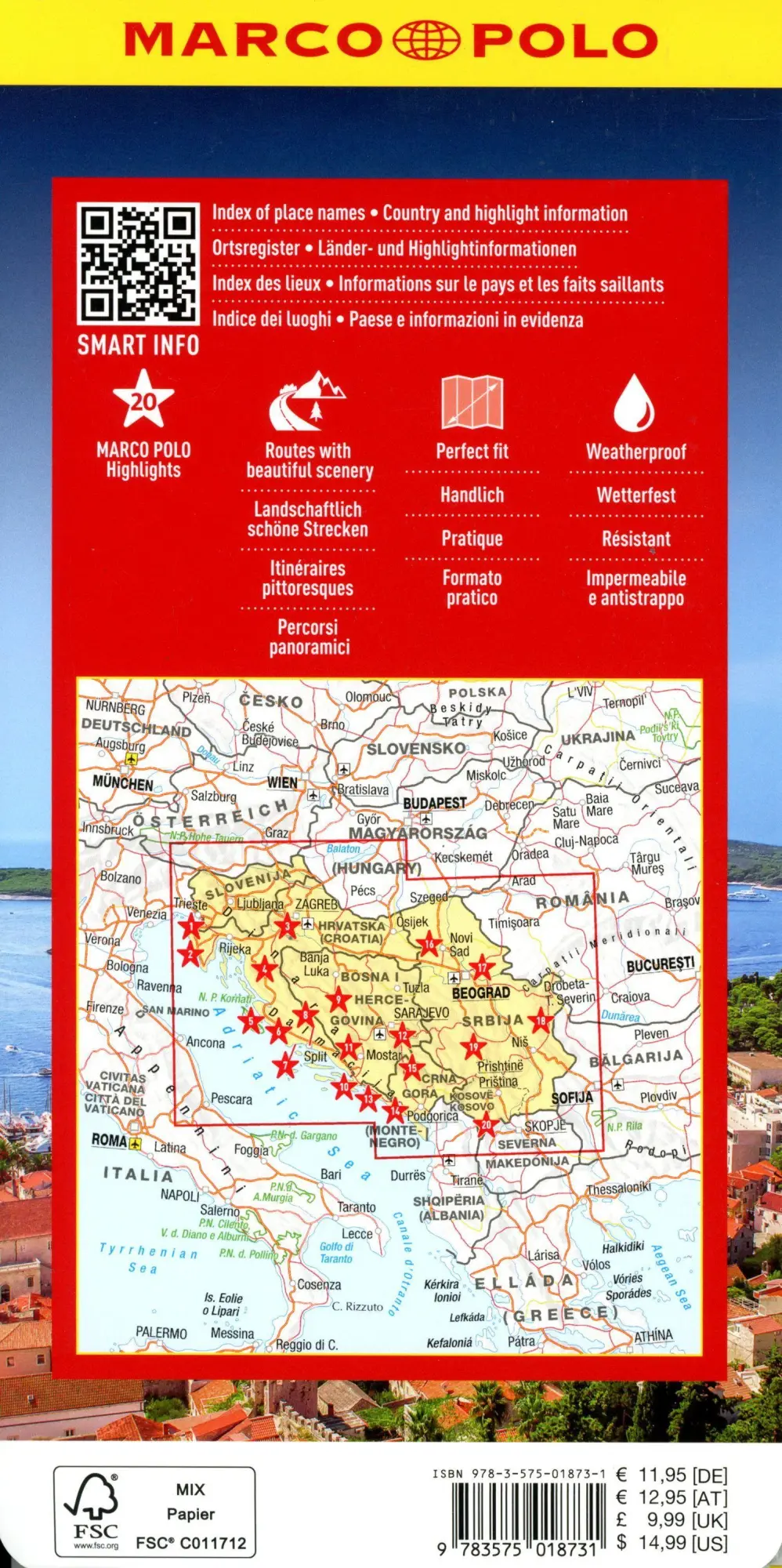 Bild: 9783575018731 | MARCO POLO Reisekarte Kroatien, Serbien, Bosnien und Herzegowina...