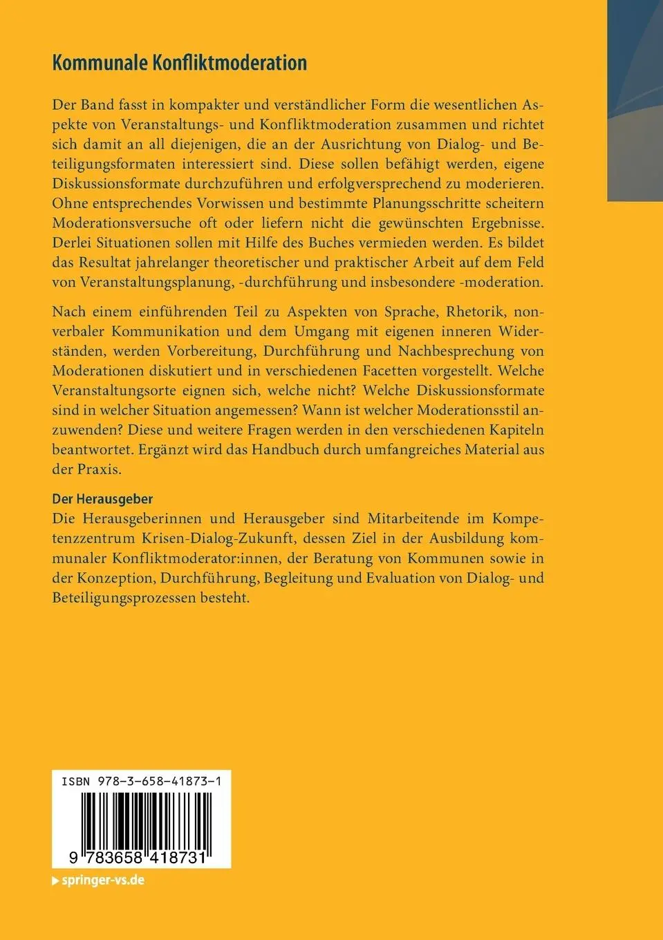 Rückseite: 9783658418731 | Kommunale Konfliktmoderation | Andreas Tietze (u. a.) | Taschenbuch