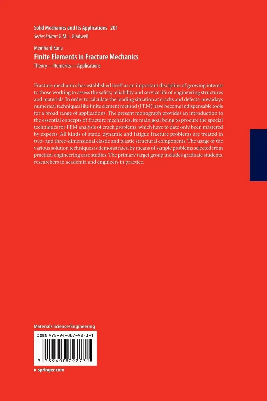 Rückseite: 9789400798731 | Finite Elements in Fracture Mechanics | Meinhard Kuna | Taschenbuch