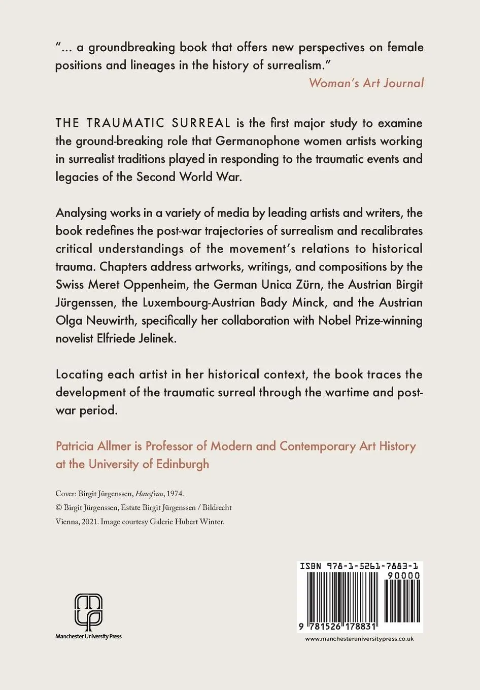 Rückseite: 9781526178831 | The traumatic surreal | Patricia Allmer | Taschenbuch | Englisch