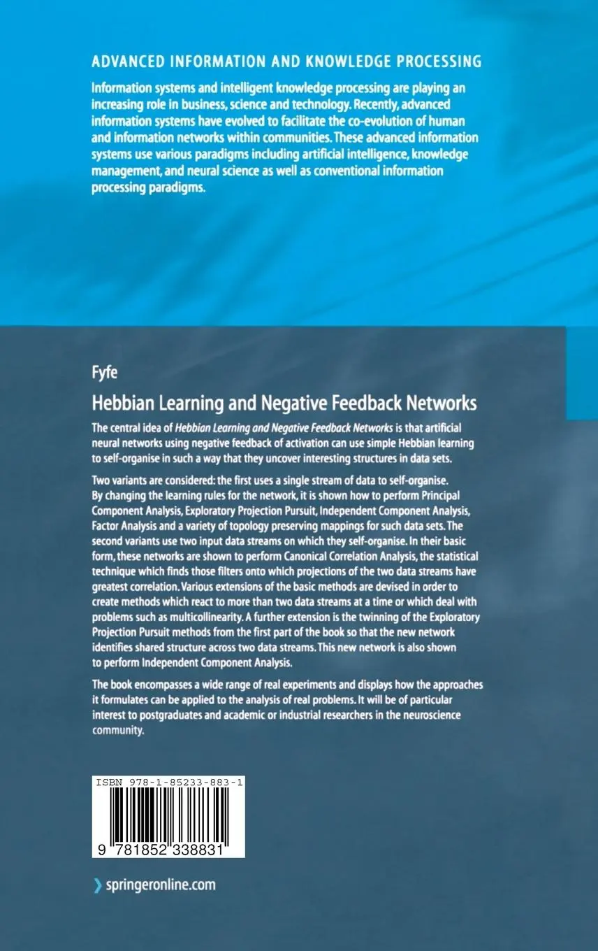 Rückseite: 9781852338831 | Hebbian Learning and Negative Feedback Networks | Colin Fyfe | Buch