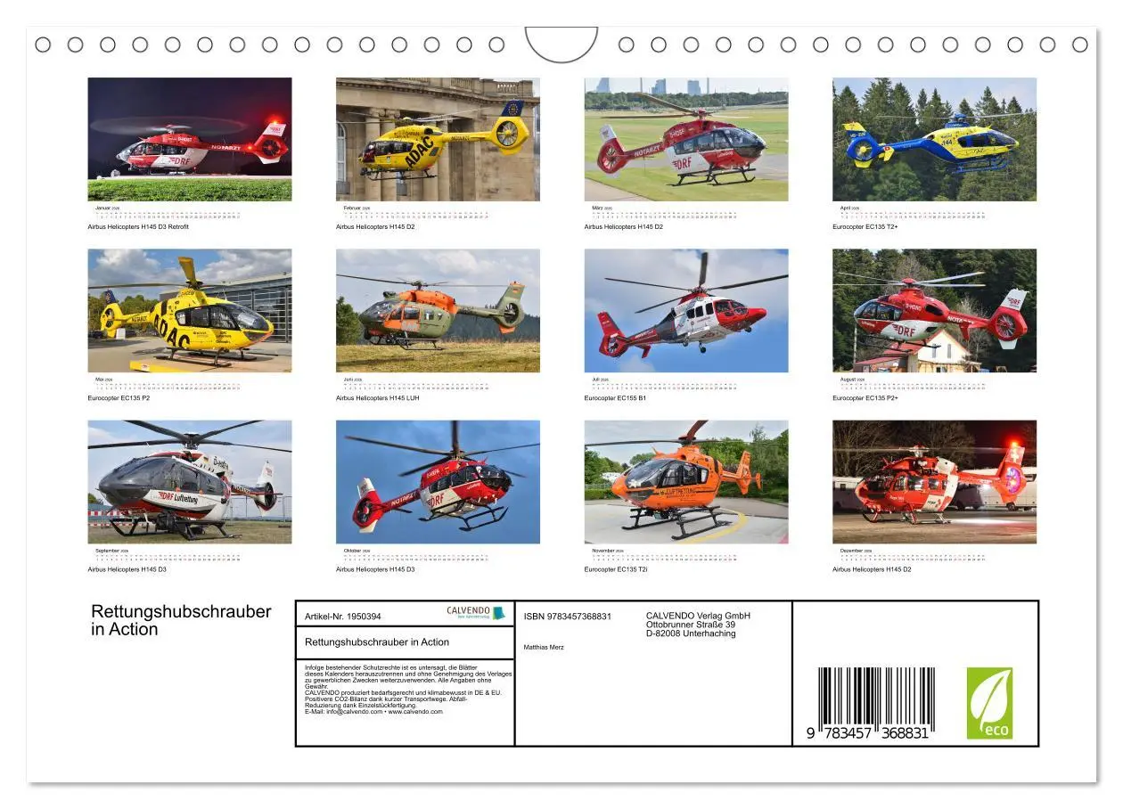 Bild: 9783457368831 | Rettungshubschrauber in Action (Wandkalender 2026 DIN A4 quer),...