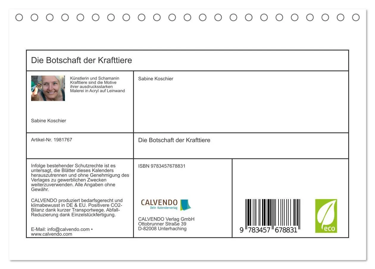 Bild: 9783457678831 | Die Botschaft der Krafttiere (Tischkalender 2026 DIN A5 quer),...