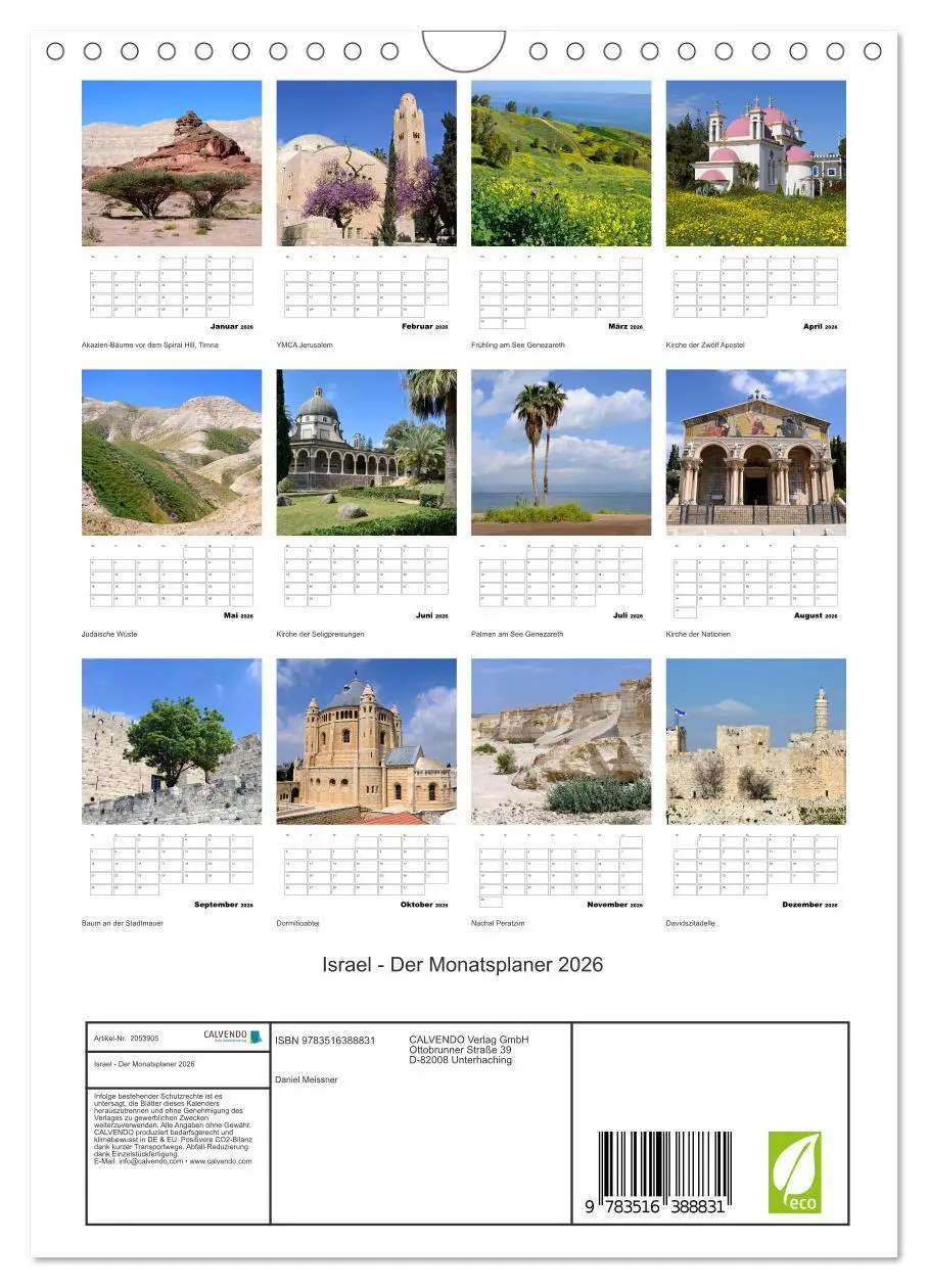Bild: 9783516388831 | Israel - Der Monatsplaner 2026 (Wandkalender 2026 DIN A4 hoch),...