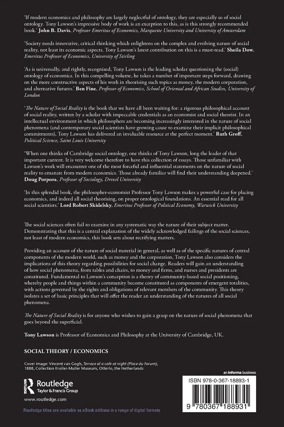 Rückseite: 9780367188931 | The Nature of Social Reality | Issues in Social Ontology | Tony Lawson