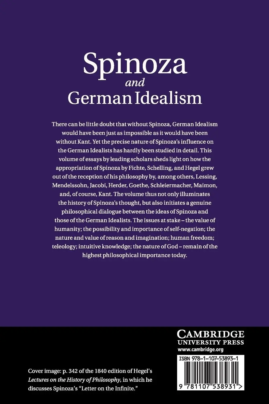 Rückseite: 9781107538931 | Spinoza and German Idealism | Eckart Förster (u. a.) | Taschenbuch