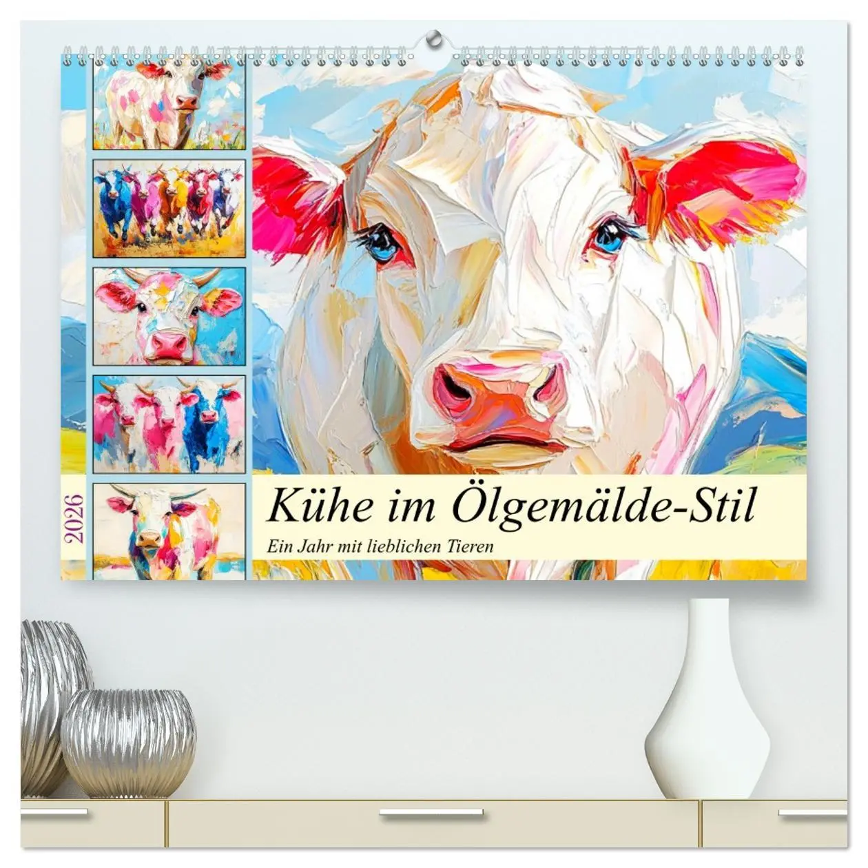 Cover: 9783457358931 | Kühe im Ölgemälde-Stil. Ein Jahr mit lieblichen Tieren...