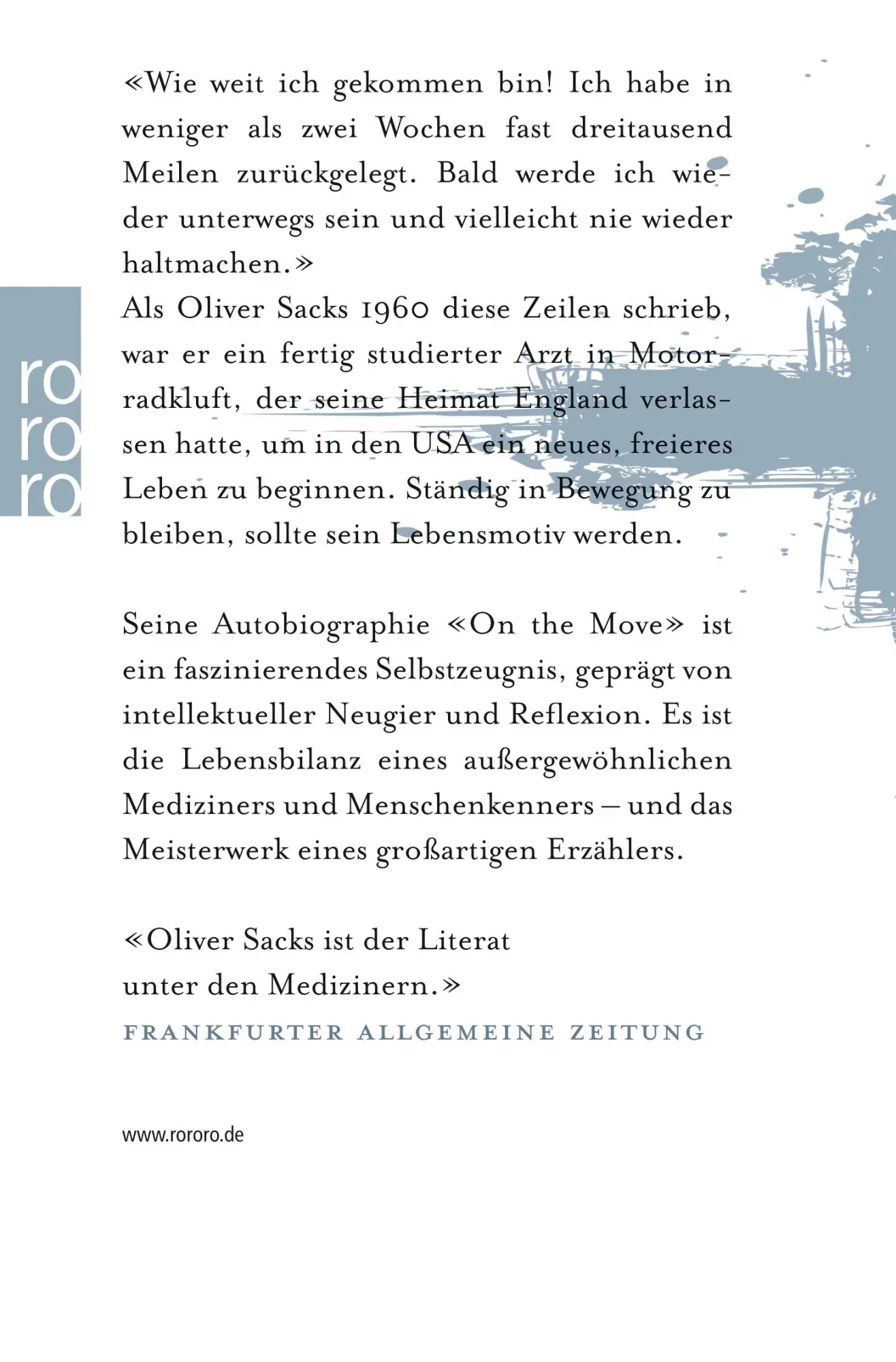 Rückseite: 9783499628931 | On the Move | Mein Leben | Oliver Sacks | Taschenbuch | 480 S. | 2016
