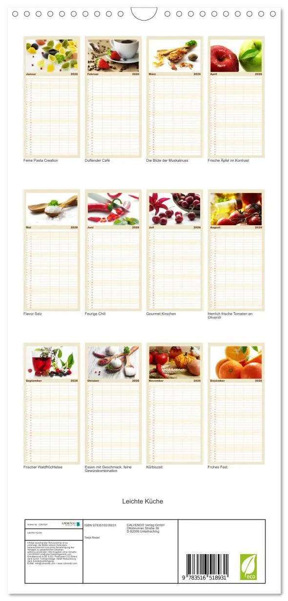 Bild: 9783516518931 | Familienplaner 2026 - Leichte Küche mit 5 Spalten (Wandkalender, 21...