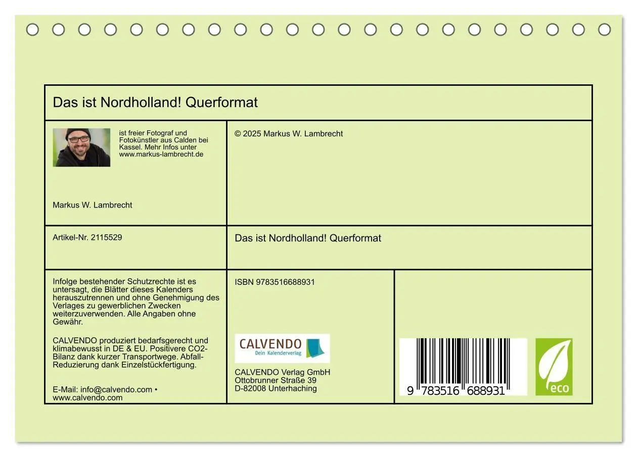 Bild: 9783516688931 | Das ist Nordholland! Querformat (Tischkalender 2026 DIN A5 quer),...