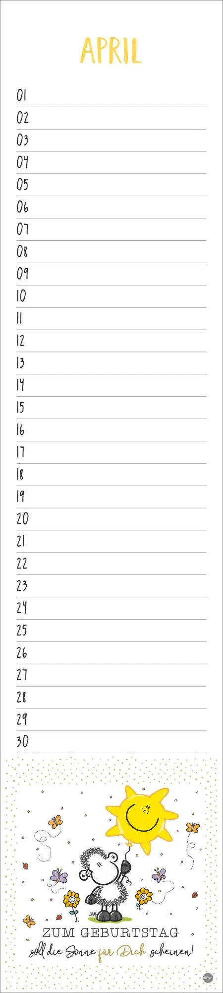 Bild: 9783756408931 | sheepworld Geburtstagskalender Langplaner | Kalender | Spiralbindung