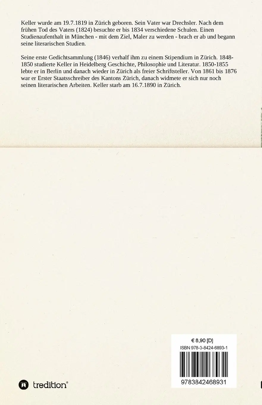 Rückseite: 9783842468931 | Pankraz, der Schmoller | Gottfried Keller | Taschenbuch | 64 S. | 2012
