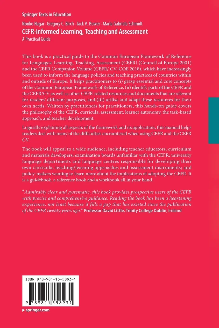 Rückseite: 9789811558931 | CEFR-informed Learning, Teaching and Assessment | A Practical Guide