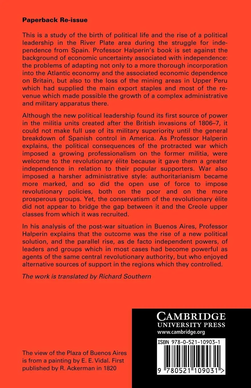 Rückseite: 9780521109031 | Politics Economics and Society in Argentina in the Revolutionary...