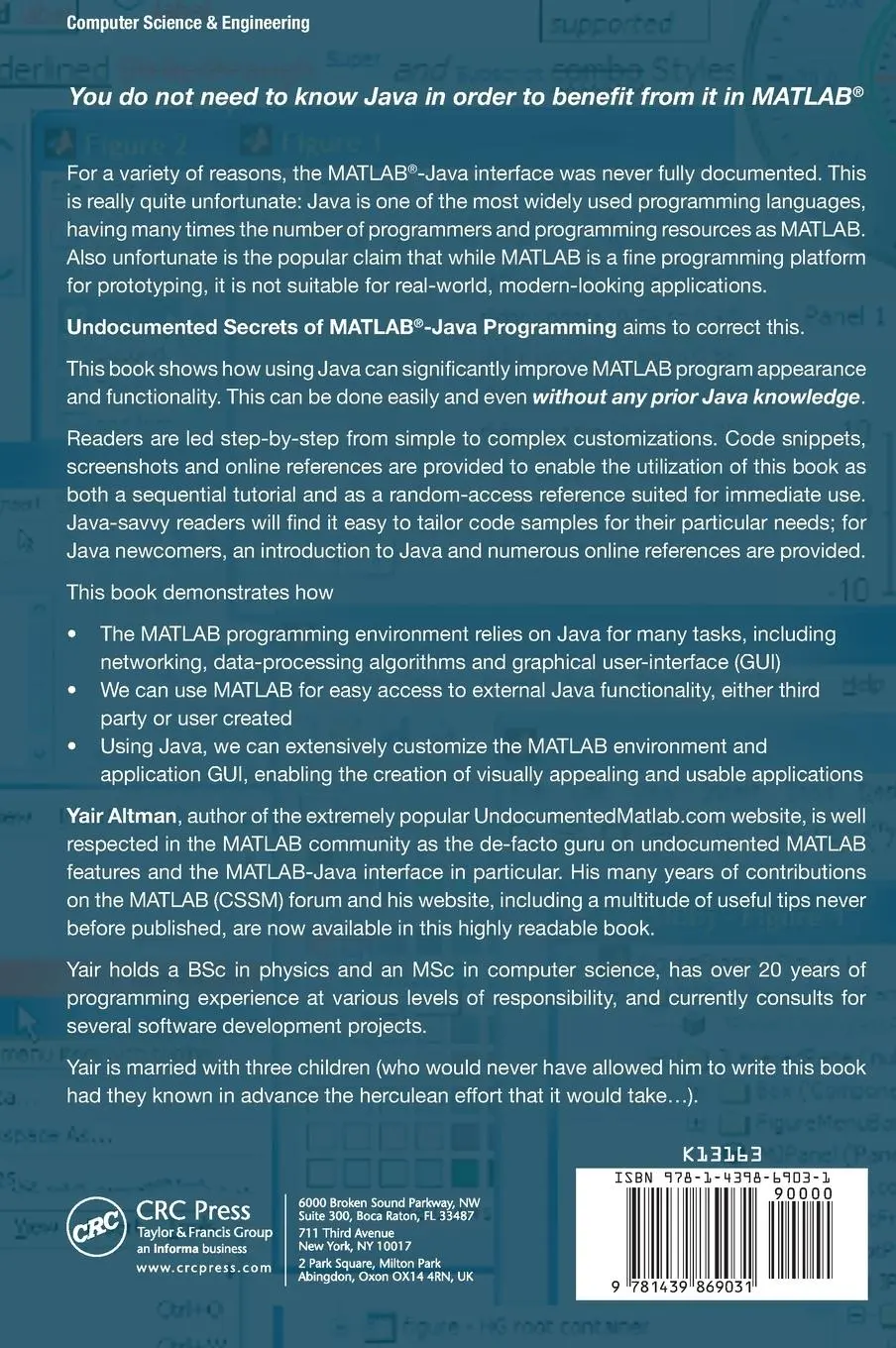 Rückseite: 9781439869031 | Undocumented Secrets of MATLAB-Java Programming | Yair M. Altman