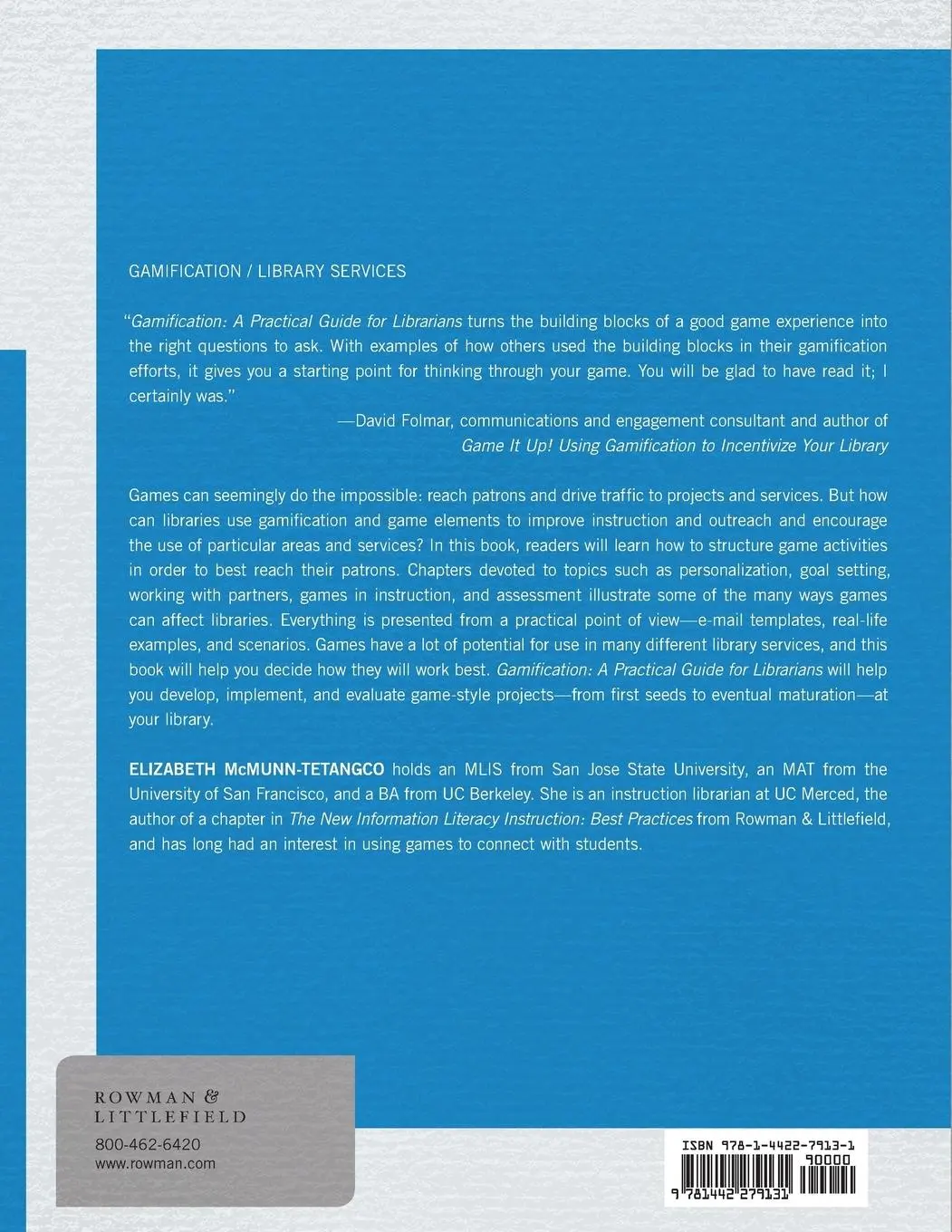 Rückseite: 9781442279131 | Gamification | A Practical Guide for Librarians | McMunn-Tetangco