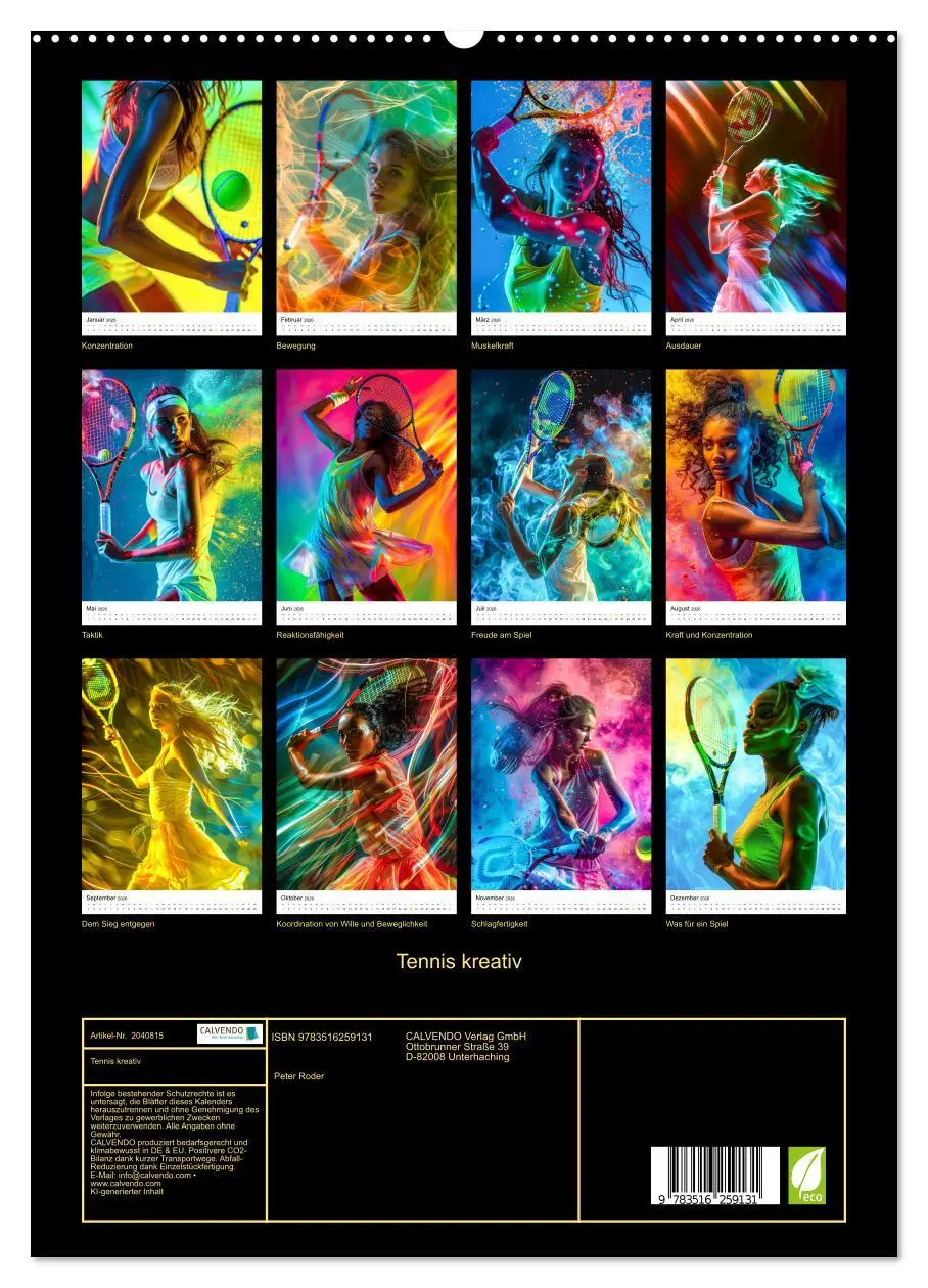 Bild: 9783516259131 | Tennis kreativ (hochwertiger Premium Wandkalender 2026 DIN A2...