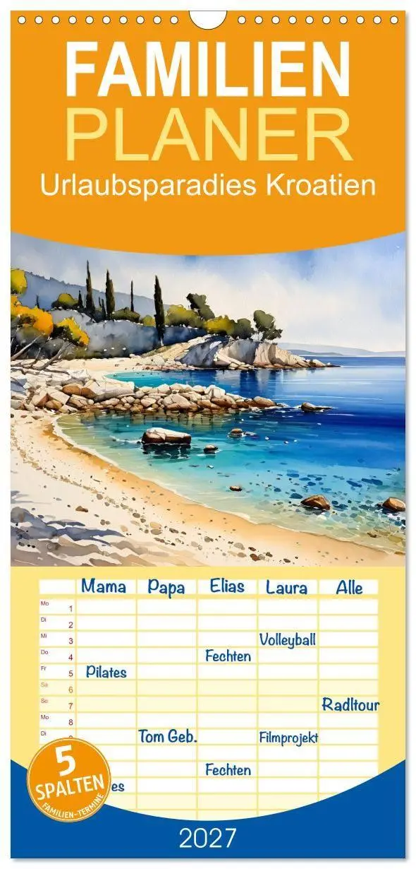 Cover: 9783594309131 | Familienplaner 2027 - Urlaubsparadies Kroatien mit 5 Spalten...