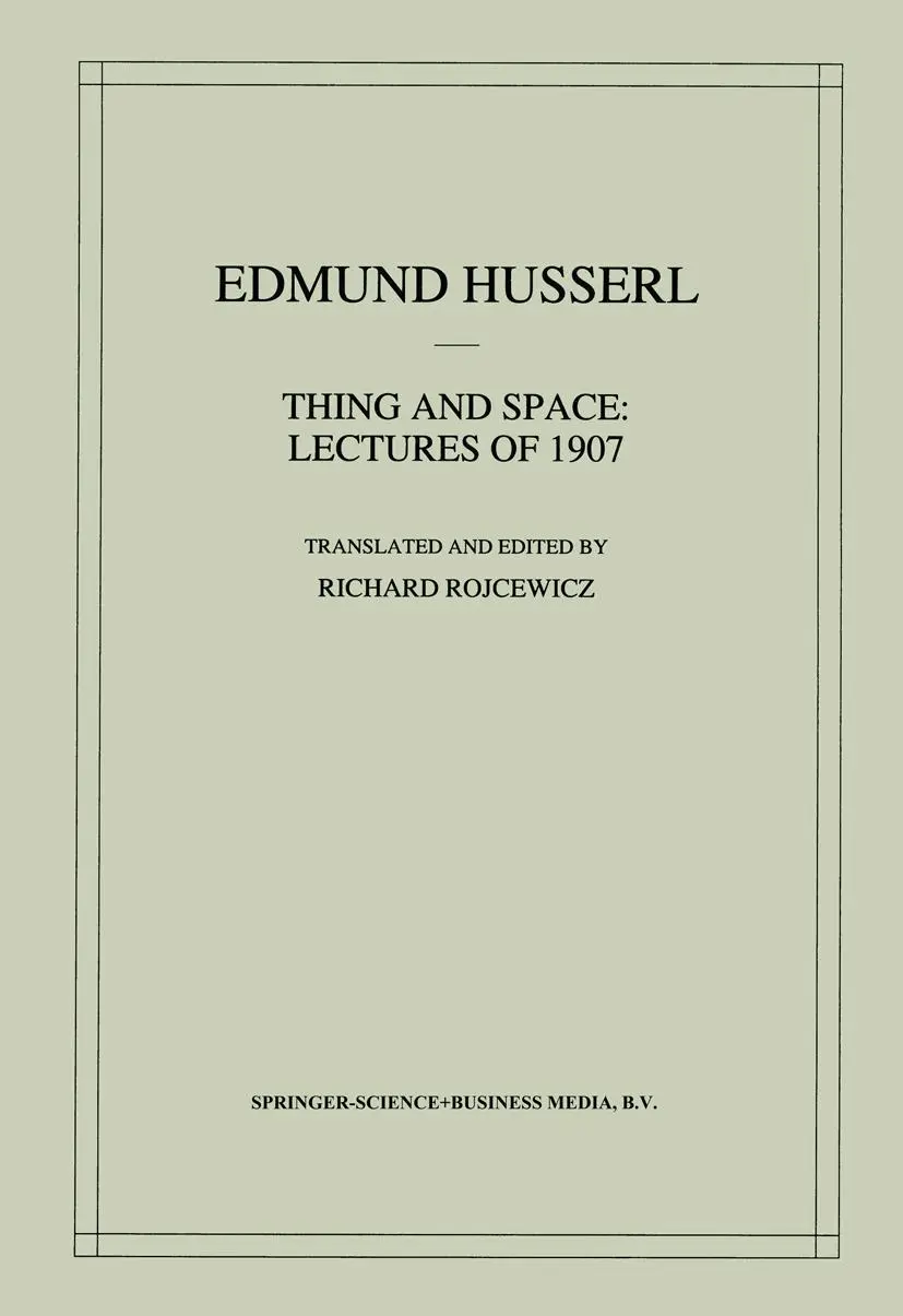 Cover: 9789048149131 | Thing and Space | Lectures of 1907 | Edmund Husserl | Taschenbuch