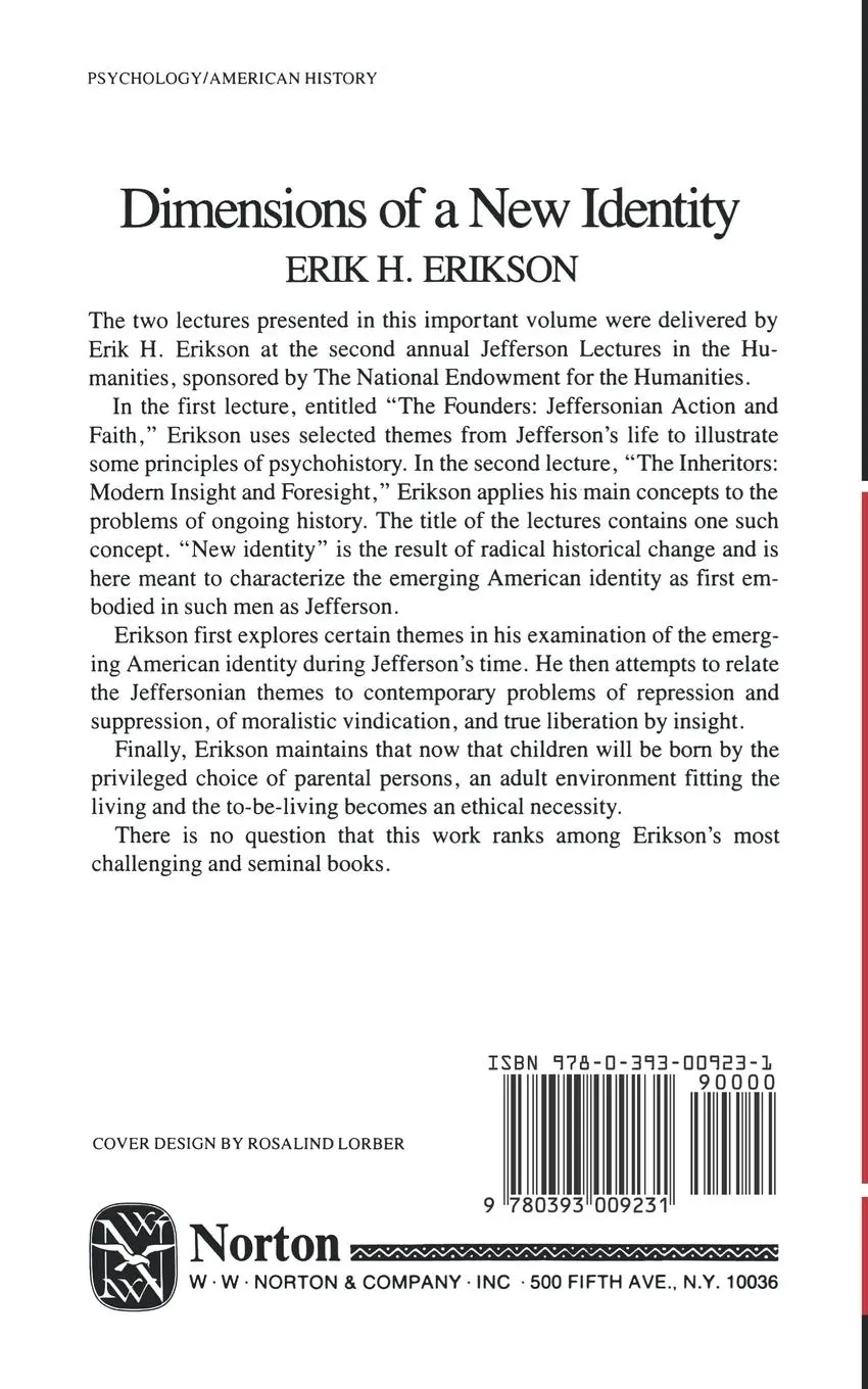 Rückseite: 9780393009231 | Dimensions of a New Identity | Erik Homburger Erikson | Taschenbuch