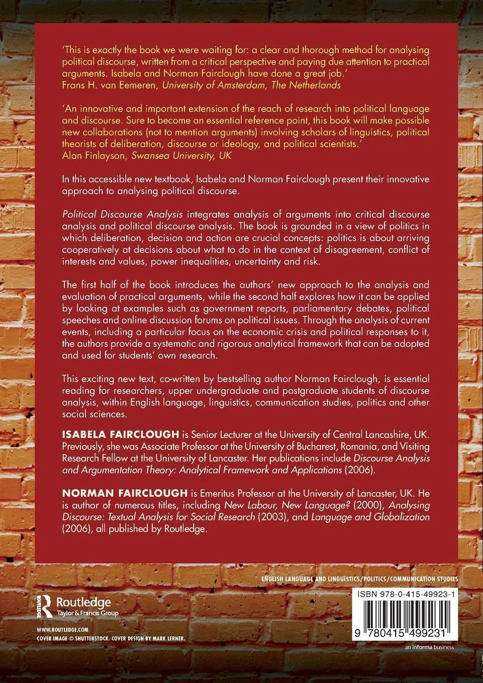 Rückseite: 9780415499231 | Political Discourse Analysis | A Method for Advanced Students | Buch