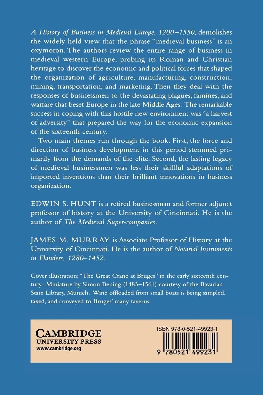 Rückseite: 9780521499231 | A History of Business in Medieval Europe, 1200 1550 | Hunt (u. a.)