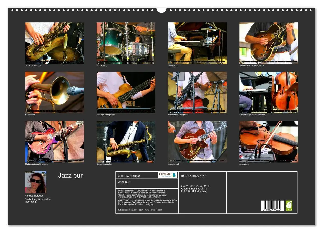 Bild: 9783457779231 | Jazz pur (Wandkalender 2026 DIN A2 quer), CALVENDO Monatskalender
