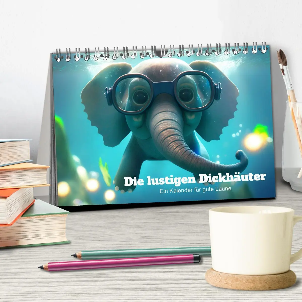 Bild: 9783457529331 | Die lustigen Dickhäuter. Ein Kalender für gute Laune (Tischkalender...