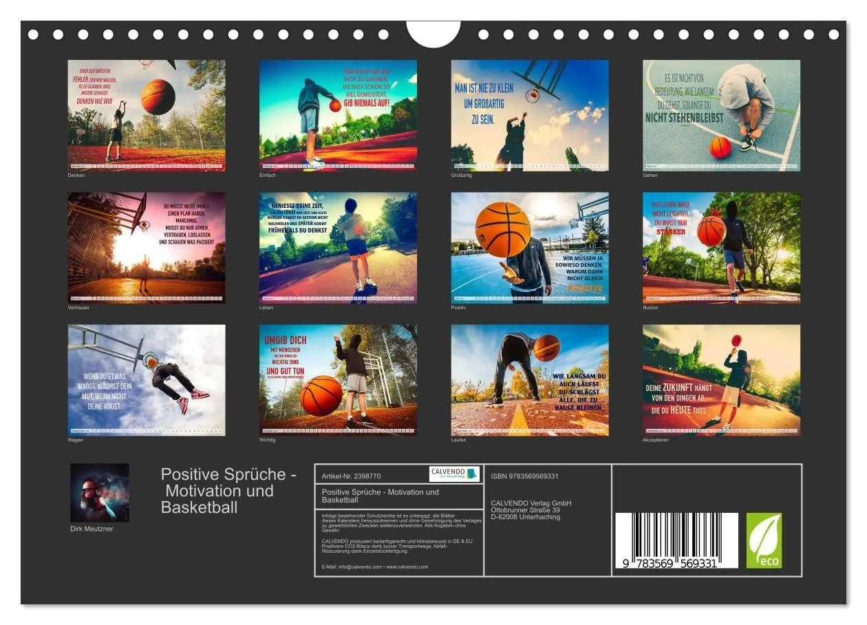 Bild: 9783569569331 | Positive Sprüche - Motivation und Basketball (Wandkalender 2027 DIN...