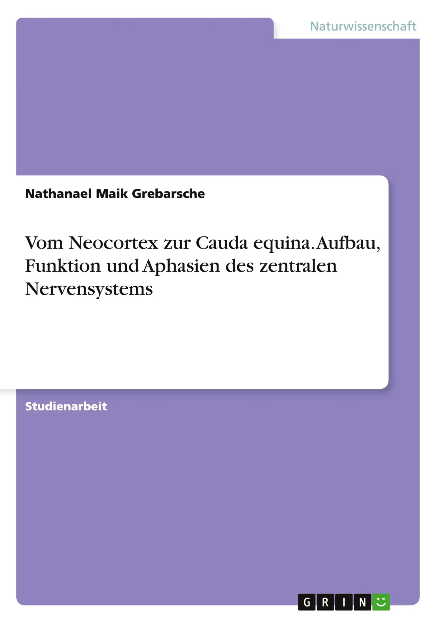 Cover: 9783668019331 | Vom Neocortex zur Cauda equina. Aufbau, Funktion und Aphasien des...