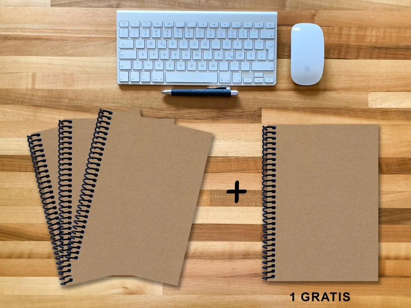 A 4 Notizbuch - Set, 3+1 gratis, Luxury 80 Seiten MUSKAT Designerecycling, punktiert 10x10mm