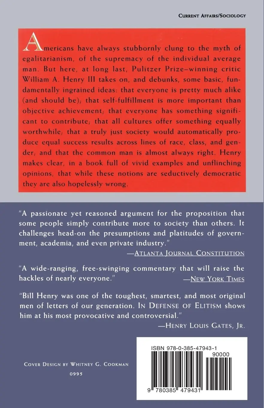 Rückseite: 9780385479431 | In Defense of Elitism | William A. Henry | Taschenbuch | Englisch