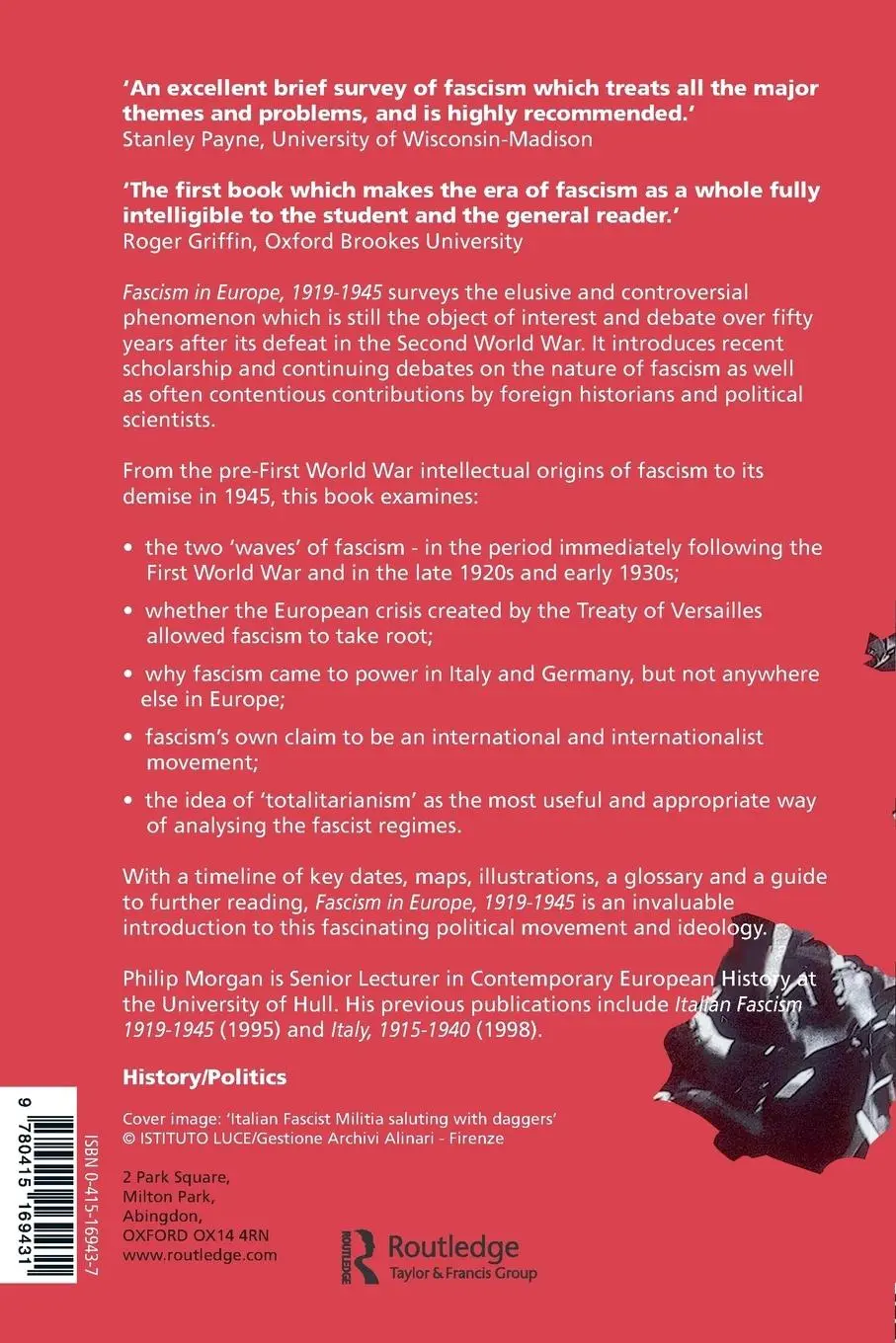 Rückseite: 9780415169431 | Fascism in Europe, 1919-1945 | Philip Morgan | Taschenbuch | Englisch