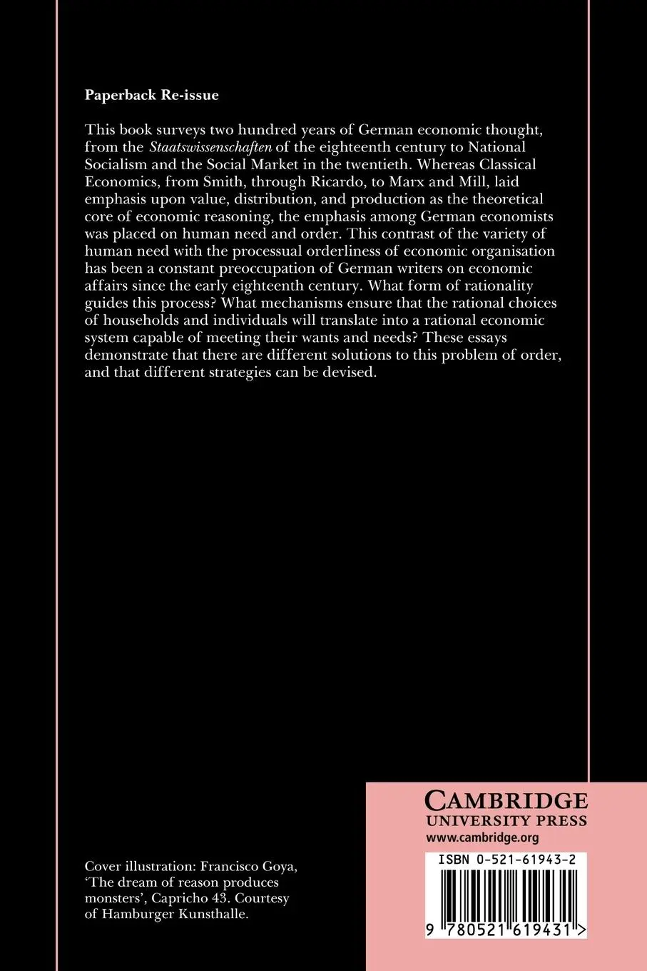 Rückseite: 9780521619431 | Strategies of Economic Order | German Economic Discourse, 1750 1950
