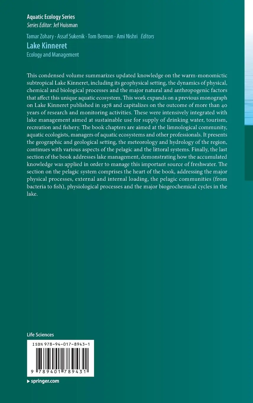Rückseite: 9789401789431 | Lake Kinneret | Ecology and Management | Tamar Zohary (u. a.) | Buch